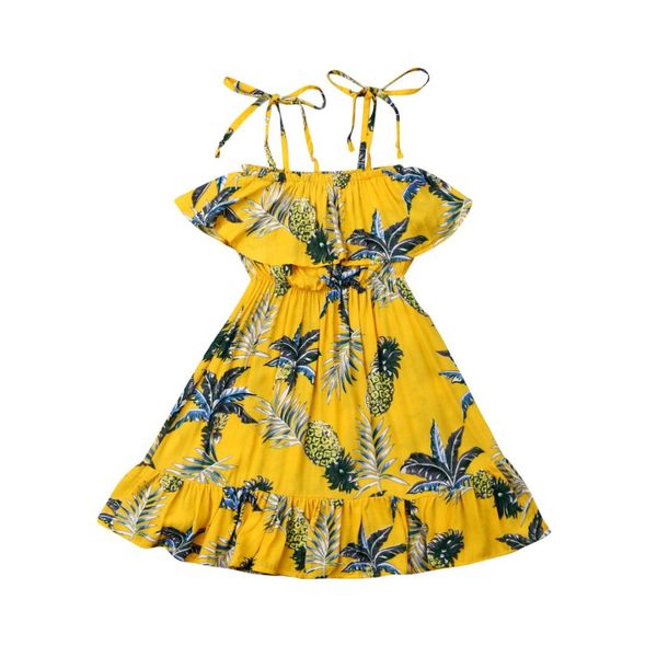 

pudcoco 2019 summer toddler kid baby girl flower tutu dresses yellow party pageant beach sundress, Red;yellow