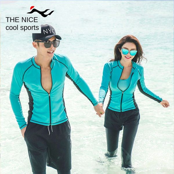 

large size split swim diving lovers beach conservative jellyfish suit long sleeve swimming suit swimsuit, White;black