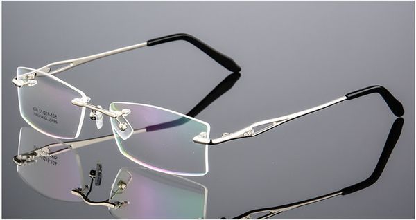 

wholesale-ultra-light rimless optical eyeglasses frame myopia prescription glasses frames, Silver