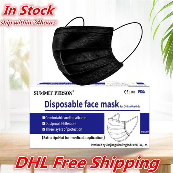 

In Stock Disposable Face Mask Mascherine Maschera Maske Máscara Masque Masks anti dust Face Masks Breathable Black Mask