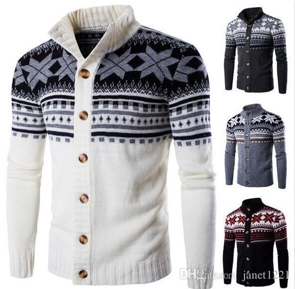 

autumn mens cardigan sweaters stand collar personalize flowers printing knitwears for men wild british stylish wool men sweater j160901, White;black