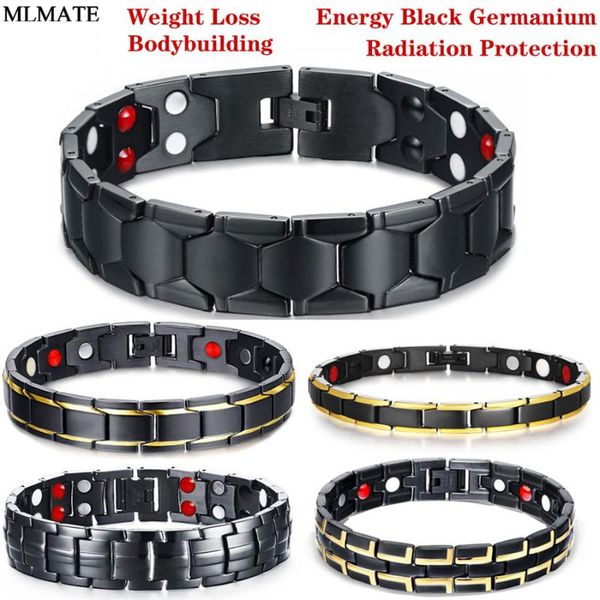 

men women fashion health energy bracelet men's 316l stainless steel bio magnetic therapy treatment snoring sleep better, Golden;silver