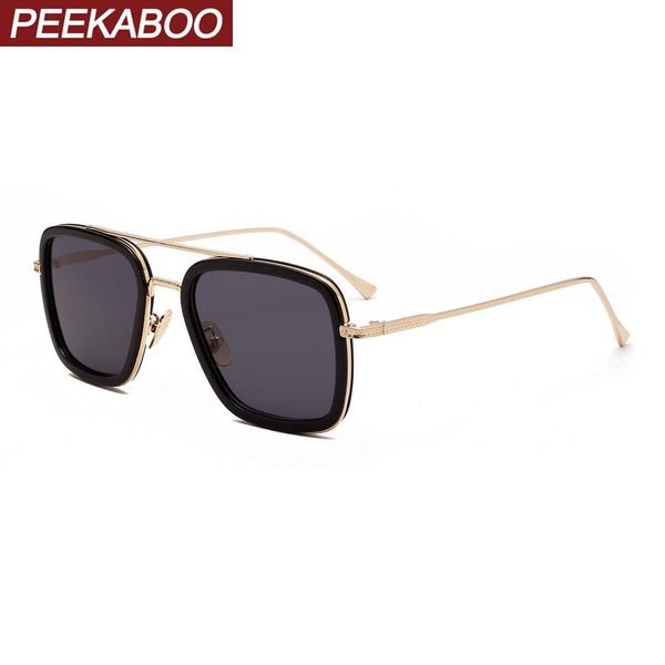 

peekaboo men square sunglasses metal gold black classic male sun glasses for women uv400 summer accessories gifts selling hjdig