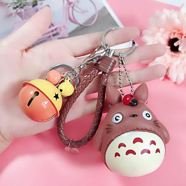 

my neighbor totoro animal chinchilla moive fur pom pom pompom keychain women trinket metal key chains car bag pendent charm, Silver