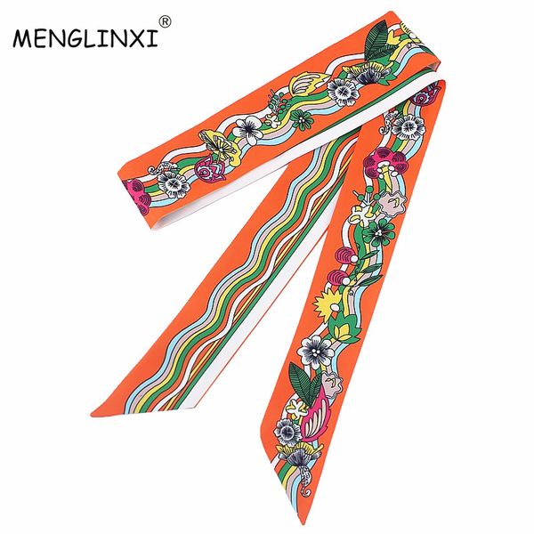 

new scarf 120cm wave pattern print women small silk scarf bag ribbons fashion head long scarves, Blue;gray