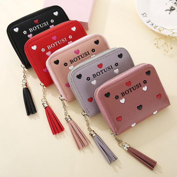 

jiulin women wallets 2019 small leather wallets women zipper mini short wallet ladies clutch card holder carteras, Red;black