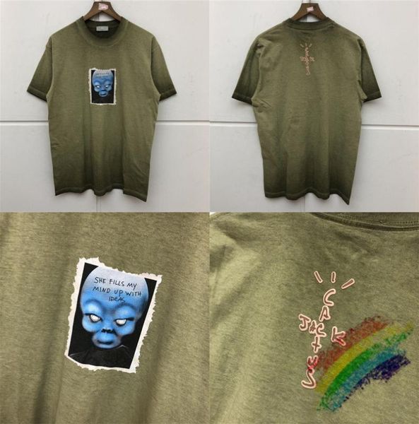

2020ss travis scocactus jack t-shirt men women aliens she fills my mind tee astroworld travis scot-shirts, White;black