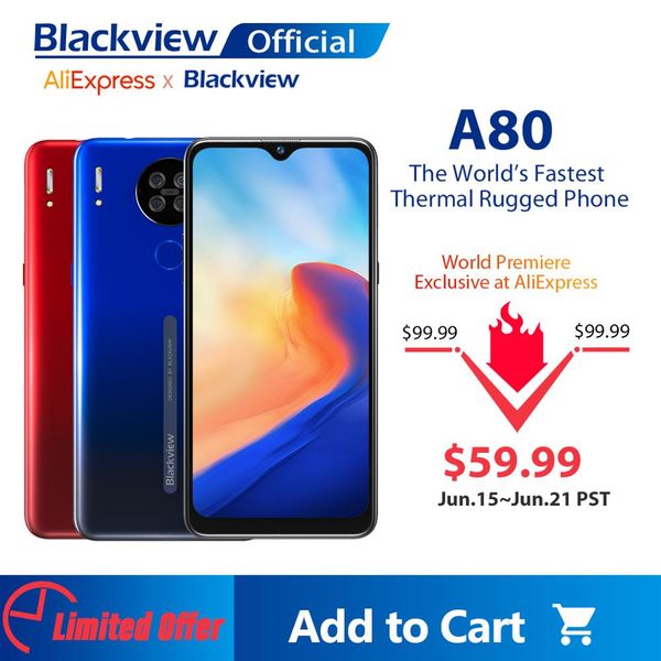 

blackview a80 quad rear camera android 10.0 go mobile phone 6.21' waterdrop hd screen 2gb+16gb cellphone 4200mah 4g smartphone