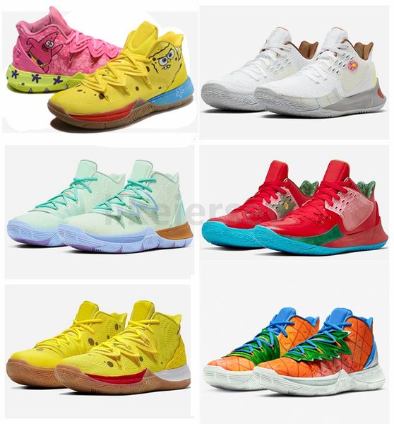 

new kyrie mens pe basketball shoes 5 for 20th anniversary irving 5s pineapple house sponge squidward women sports sneakers 7-12, Black