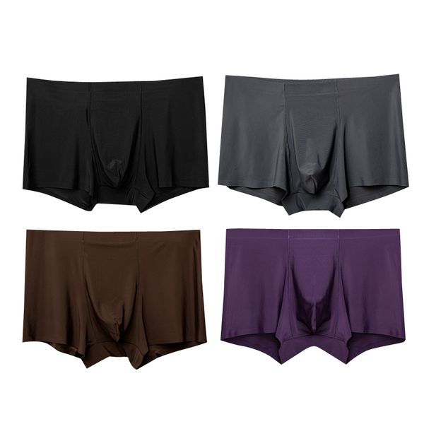 

men underwear seamless men boxers luxury silk antibacterial boxers boxer spandex 3d crotch boxer nylon shorts, Black;white