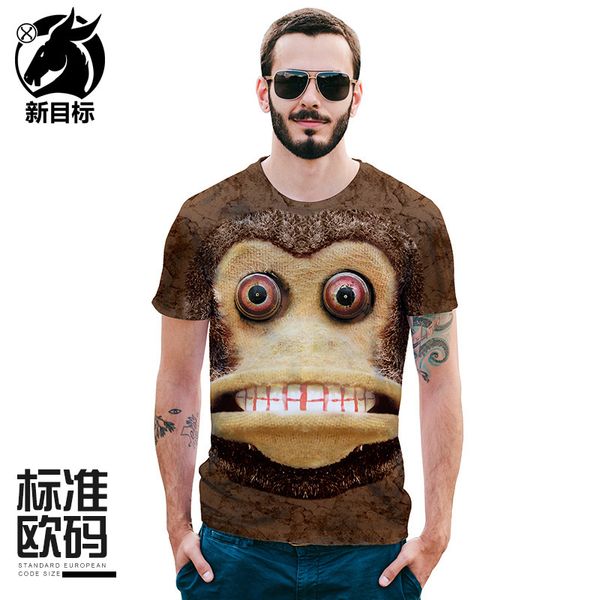 

amazon selling 2019 summer new style creative anime monkey 3d printed t-shirt large size street ouma men's wear, White;black