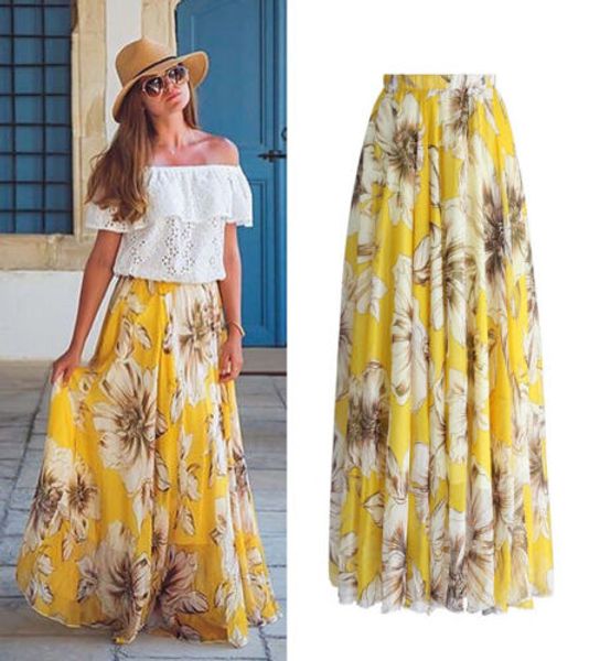 

aprilgrass womens skirts fashion floral print high waist long pleated skirt casual split beach sundress simple pleated summer skirts womens
