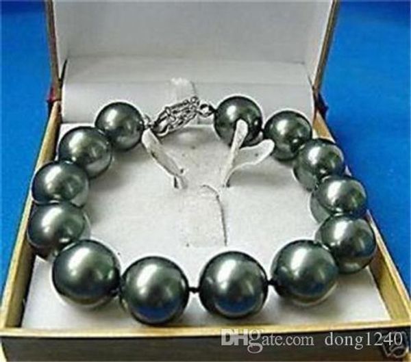 

beautiful 20mm round lavender shell pearls bracelet e839, Black