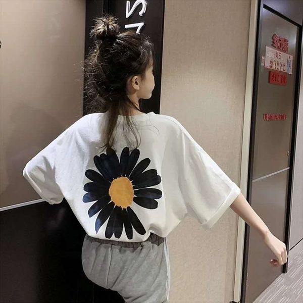 

5-color classic basic versatile ~ english letters round collar short-sleeved t-shirt women's simple casual loose base top, White