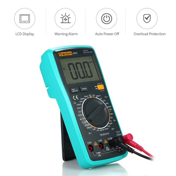 

lcd digital true rms multimeter with temperature detector dc/ac voltage current meter capacitance resistance diode tester
