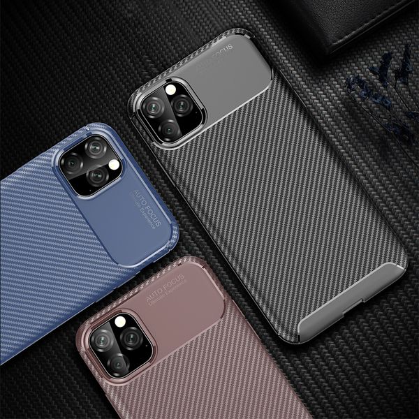 

Роскошный чехол для iPhone 11 Силиконовый чехол для телефона iPhone 11 Pro Max 2019 Carbon Fiber Защи
