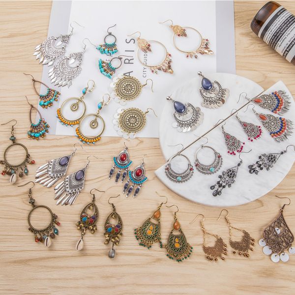 

bohemian metal fringed statement tassel earrings for women shell short round drop dangle earring 2019 boho indian jewelry, Silver