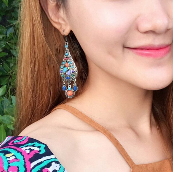 

fashion- eardrop restoring ancient ways female dazzle color shape tassel earring is long paragraph euramerican court amorous feelings e, Silver