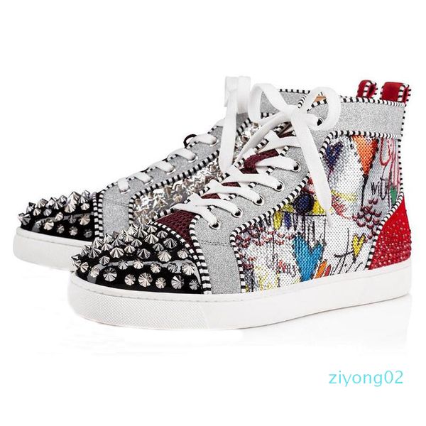 

2019 дизайнер обуви шипованная шипы квартиры обувь red bottoms обувь мужская женская партия lovers натуральная кожа кроссовки размер 36-46 z, Black