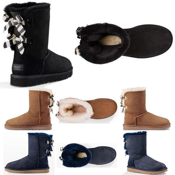 

2019 WGG Women's Australia Classic Women girl flower tall boots Snow Winter boots Khaki grey black Bow boots outdoor shoes 36-41