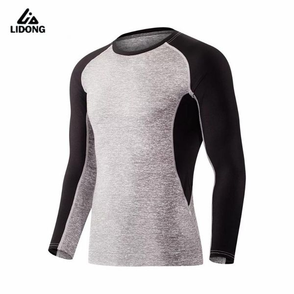 

running jerseys lidong men t-shirts quick dry gym fitness tights sport basketball training male joggers long sleeves tee shirts, Black;blue