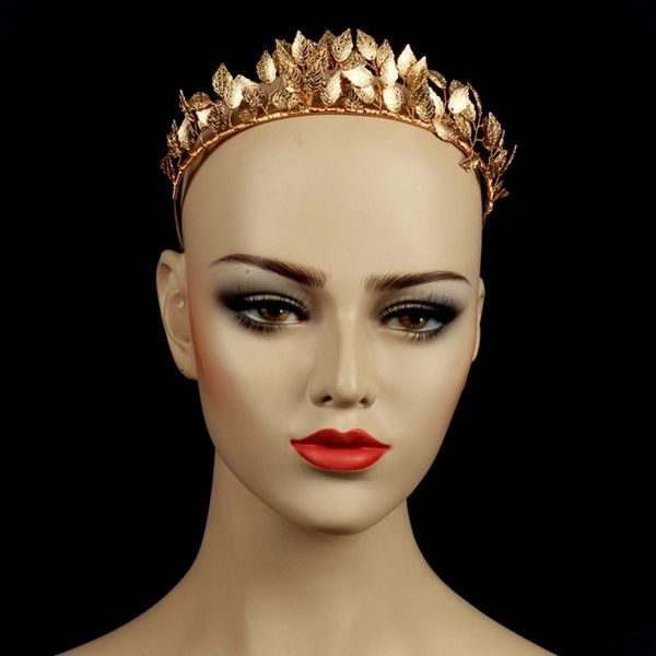 

греческая богиня листьев корона барокко королева золотой цвет короны tiara свадебные оголовье аксессуары для волос шиньон новогодние украшен