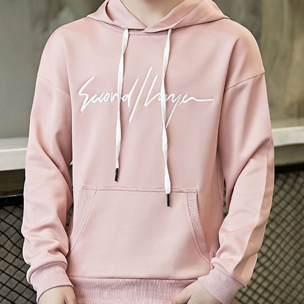 

streetwear hooded man hoodies pocket fashion embroidery men's sweatshirts comfortable white pink black gray men's sweatshirts