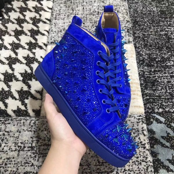 

factory price promotional price blue pik pik spikes red bottom sneakers shoes strass high women,men walking fashion flats, Black
