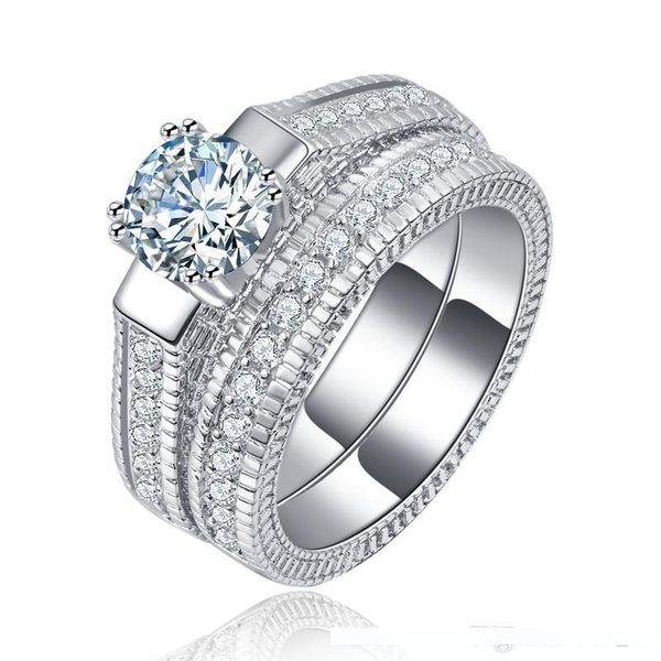 

2019 925 silver wedding ring party rings with cubic zirconia white gold rings fits suit women rings fine jewelry