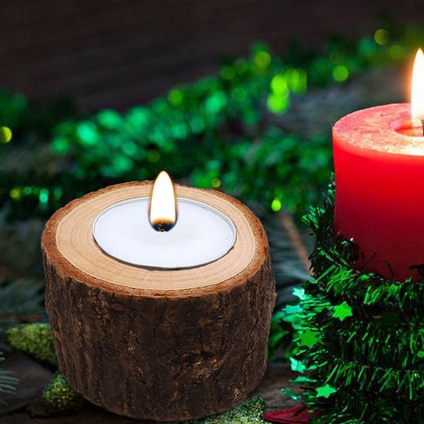 

succulent small flower pots handmade ornaments wooden crafts ornaments creative bark wood pile candle holder high section
