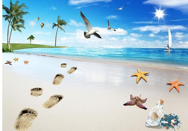 

пляж морской пейзаж росписи 3d обои 3d обои для тв фоне