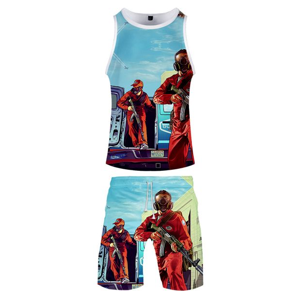 

la casa de papel женские летние дизайнер 2 шт. шорты брюки 3d печати homme пара одежда мода стиль повседневная одежда, White