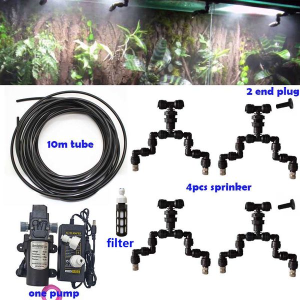 

2 head reptile garden pump spray mist sprinkle for tank 360 adjustable aquarium aquatic pet cooling system with 4 pcs nozzles