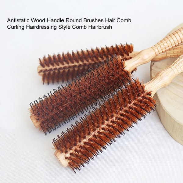 Roll Round Comb Diy Curly Hair Brushes Antistatic Wood Handle Round Brushes Hair Comb Curling Hairdressing Style Hairbrush Best Hair Straighteners