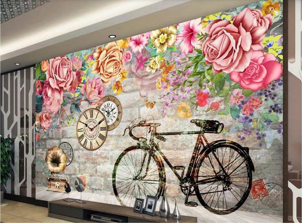 

3d room wallpaper custom p mural vintage nostalgic hand drawn bicycle restaurant background wall art pictures wallpaper for walls 3 d