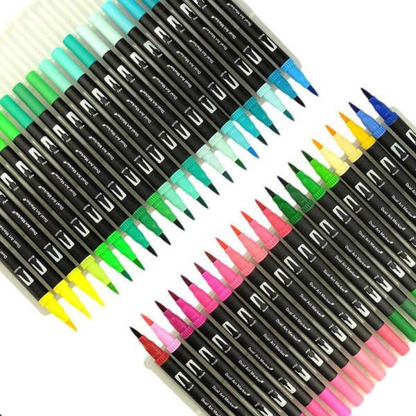 

цвета 12/24/36/100 маркеры кисти pen drawing set исполнитель двойного назначения head эскиз воды арт маркер highlighter школа фломастеров
