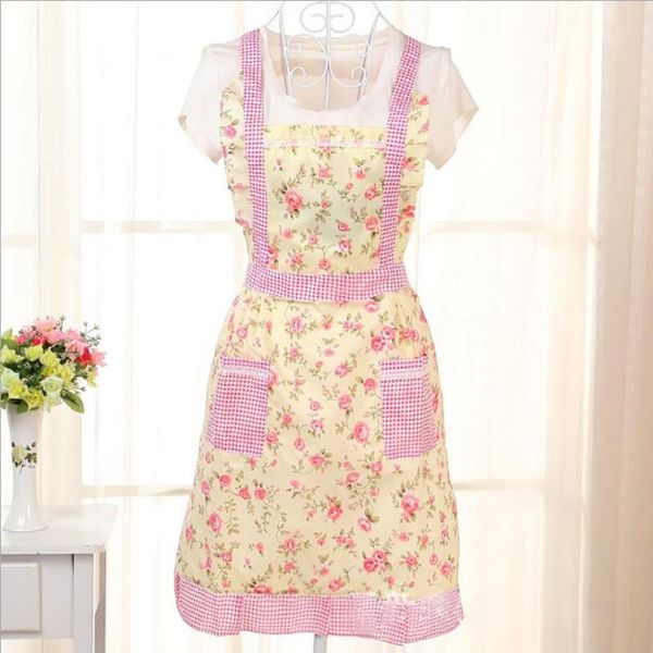 

2020 lady restaurant home kitchen for pocket cooking cotton apron bib crushed lace kitchen apron #yl10