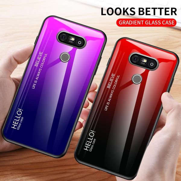 

чехол для телефона lg g8 g7 g6 g5 закаленное стекло противоударный чехол для lg g5 g6 g7 g8 градиентный цвет глянцевое стекло защитные funda