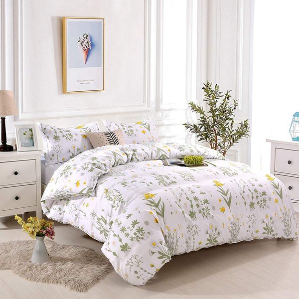 

bedding duvet cover, pillowcase, floral print bedding set of 3, pastoral style flowers, fresh home textiles