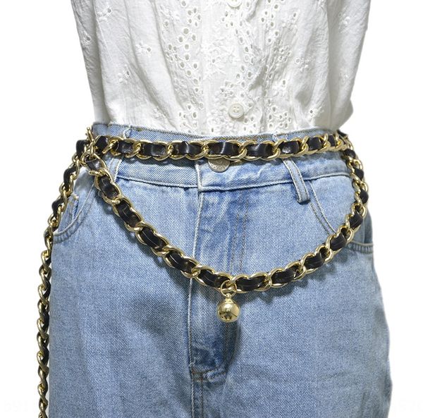 

flixm decorative waist chain all-match personalized nv shi dai sash punk metal thin belt women's decorative waist chain women's al, Black;brown