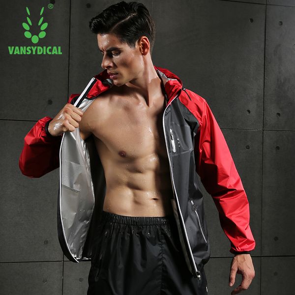 

vansydical training hooded jackets sweat running jogging clothes men outdoor sports fitness gym bodybuilding jacket, Black;red