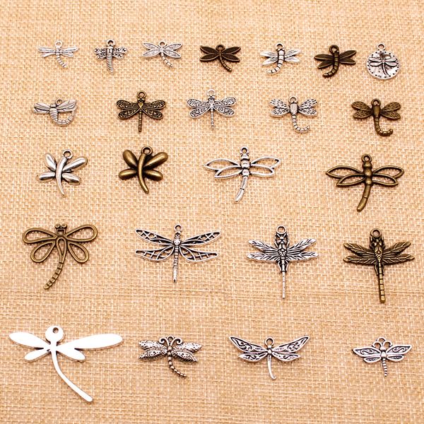 

60 pieces wholesale jewelry lots animal dragonfly hj044, Bronze;silver
