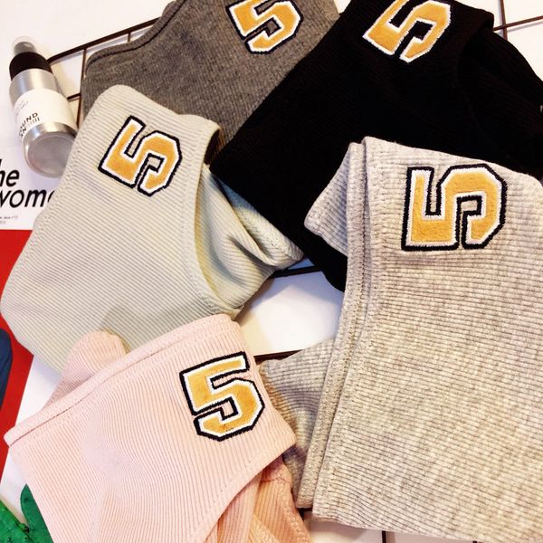 

sports briefs cute simple letter number 5 pure cotton underwear mid-waist triangular underwear five color sale, Black;pink