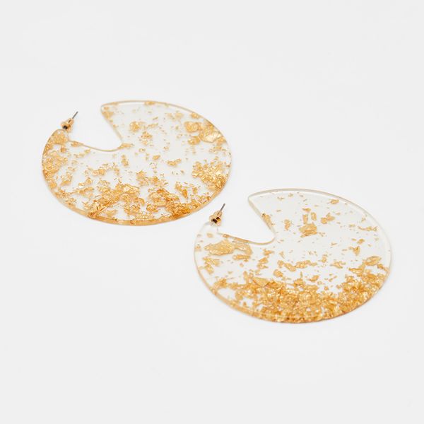 

transparent acrylic big circular drop earring for women gold resin round large statement earrings 2019 acetic acid jewelry, Silver
