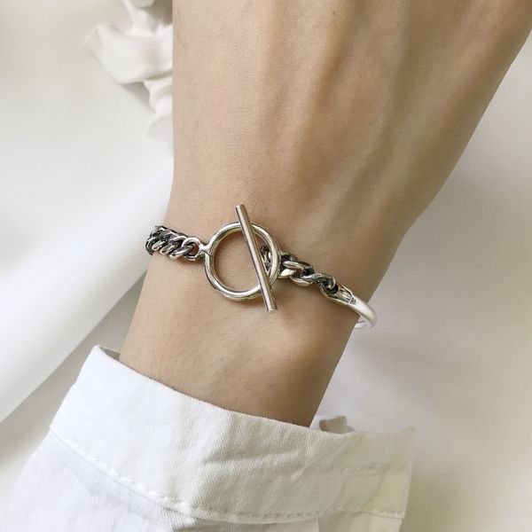 

shanice s925 sterling silver a half chain take buckle bracelets 925 sterling silver trendy fashion design wild women bracelet, Golden;silver