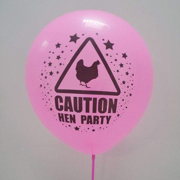 Caution Hen Party Printed Pink Balloons Decoration Accessories