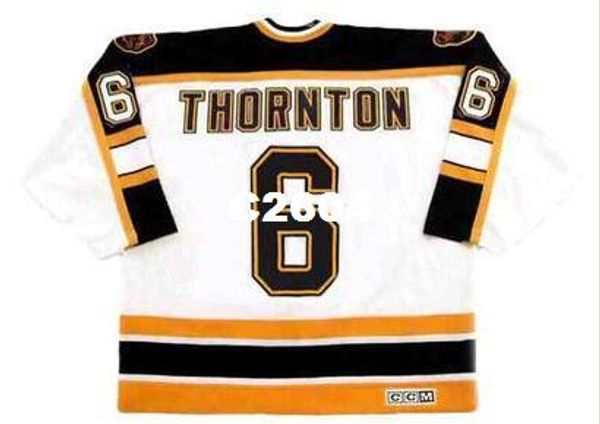 

mens #6 joe thornton boston bruins 1997 ccm vintage home hockey jersey or custom any name or number retro jersey, Black;red
