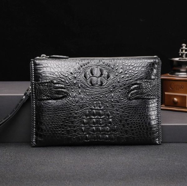 

hujingsha таиланд siam крокодила кожа мужчины сцепление мешка бумажник мужчины сумка из натуральной кожи мужские больше экранов конверта сум