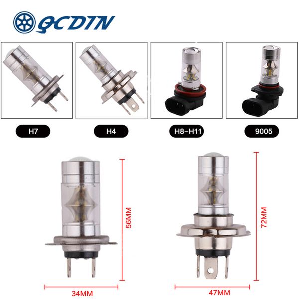 

qcdin 2 шт. 80 вт h4 / h7/h8 / 9005 светодиодные фары лампы aluminnum авто фары противотуманные фары dc 12-24 в универсальный автомобиль час