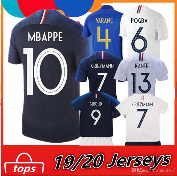 

new 2 star french 2018 kids kits griezmann mbappe pogba 100th soccer jerseys futbol camisa francia football camisetas shirt kit maillot, Black